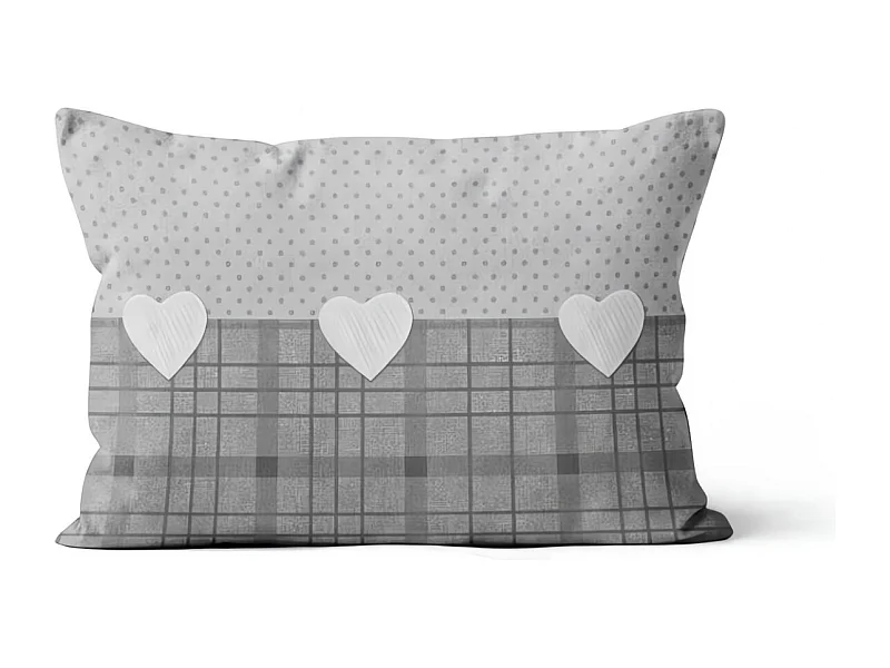 Coussin déhoussable pur coton 32x50 cm LOVE gris, par Soleil d'Ocre