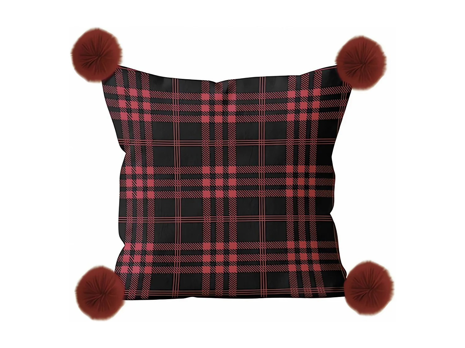 Coussin en polaire microfibre 45x45 cm CARREAUX TARTAN, par Soleil d'ocre