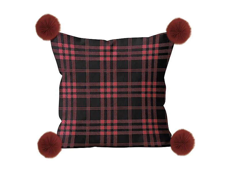Coussin en polaire microfibre 45x45 cm CARREAUX TARTAN, par Soleil d'ocre