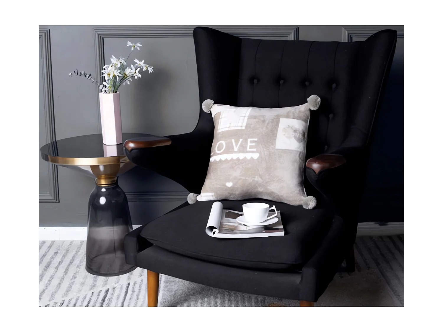 Cojín polar de microfibra estampado 45x45 cm LOVE, de Soleil d'Ocre