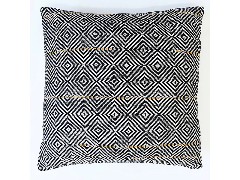 Coussin en coton 45x45 cm MACRAME noir, par Soleil d'Ocre