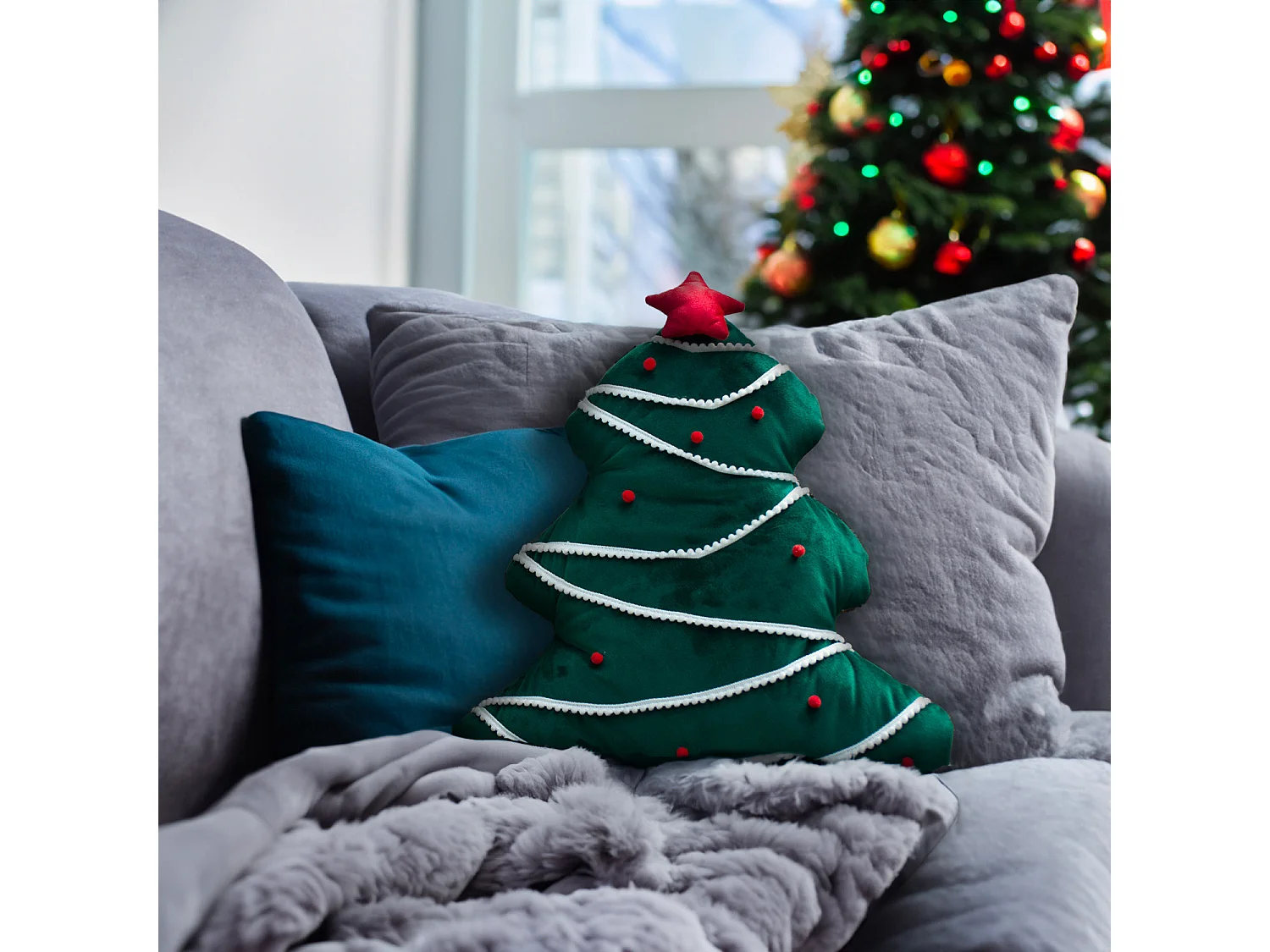 Coussin fantaisie 40x40 cm SAPIN, par Soleil d'Ocre