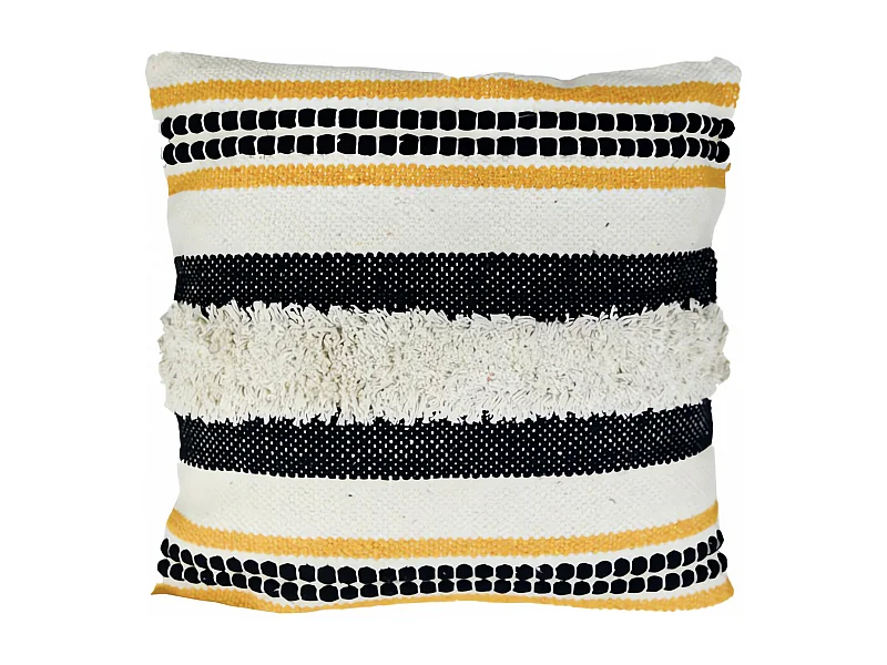 Coussin en coton 45x45 cm MACRAME patna jaune, par Soleil d'Ocre