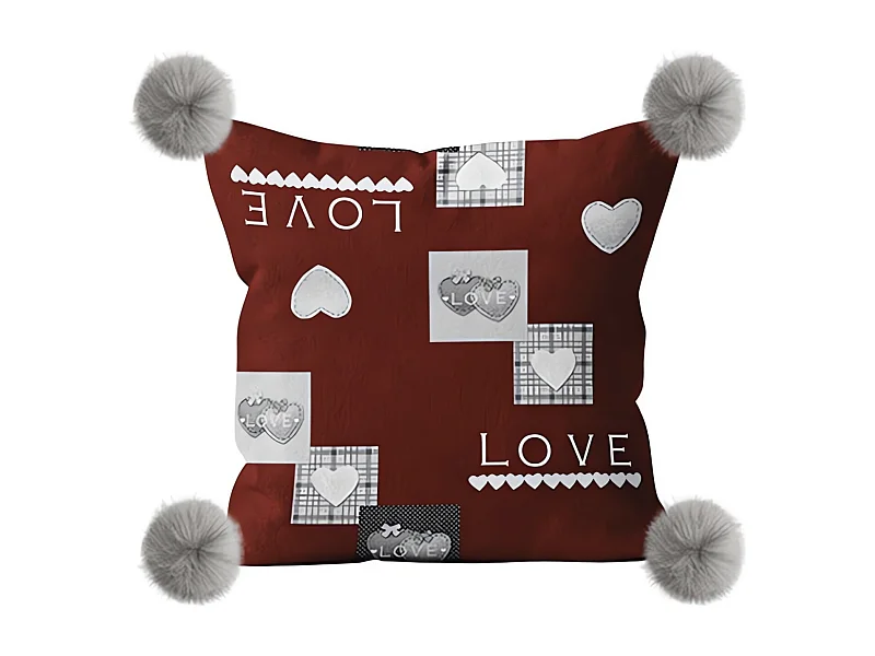 Cojín polar de microfibra 45x45 cm LOVE rojo, por Soleil d'ocre