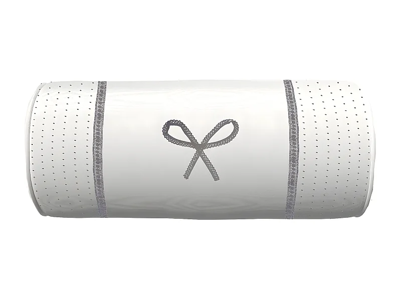 Cojín de lona de algodón bordado 20x50 cm EMILIE blanco, de Soleil d'ocre