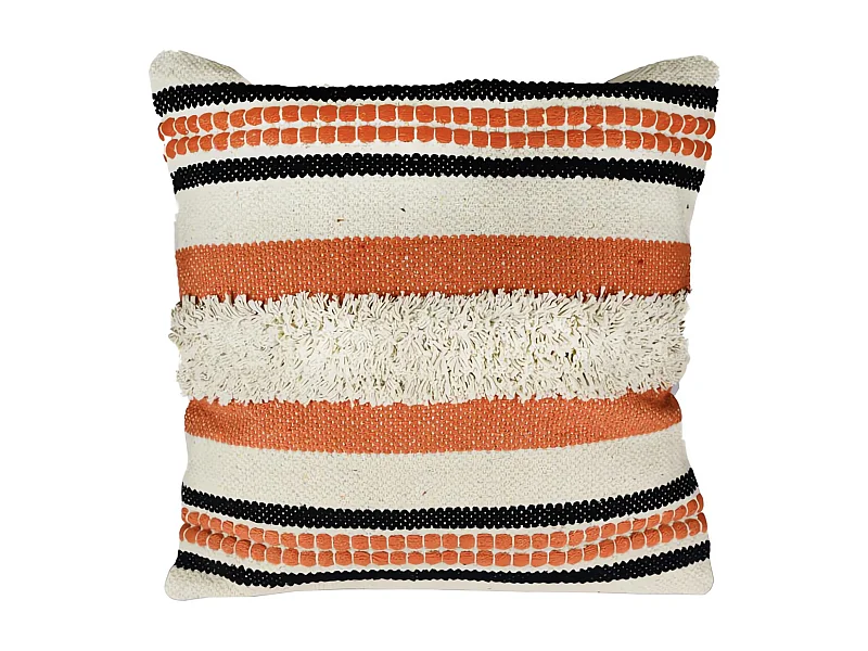 Coussin en coton 45x45 cm MACRAME patna corail, par Soleil d'Ocre
