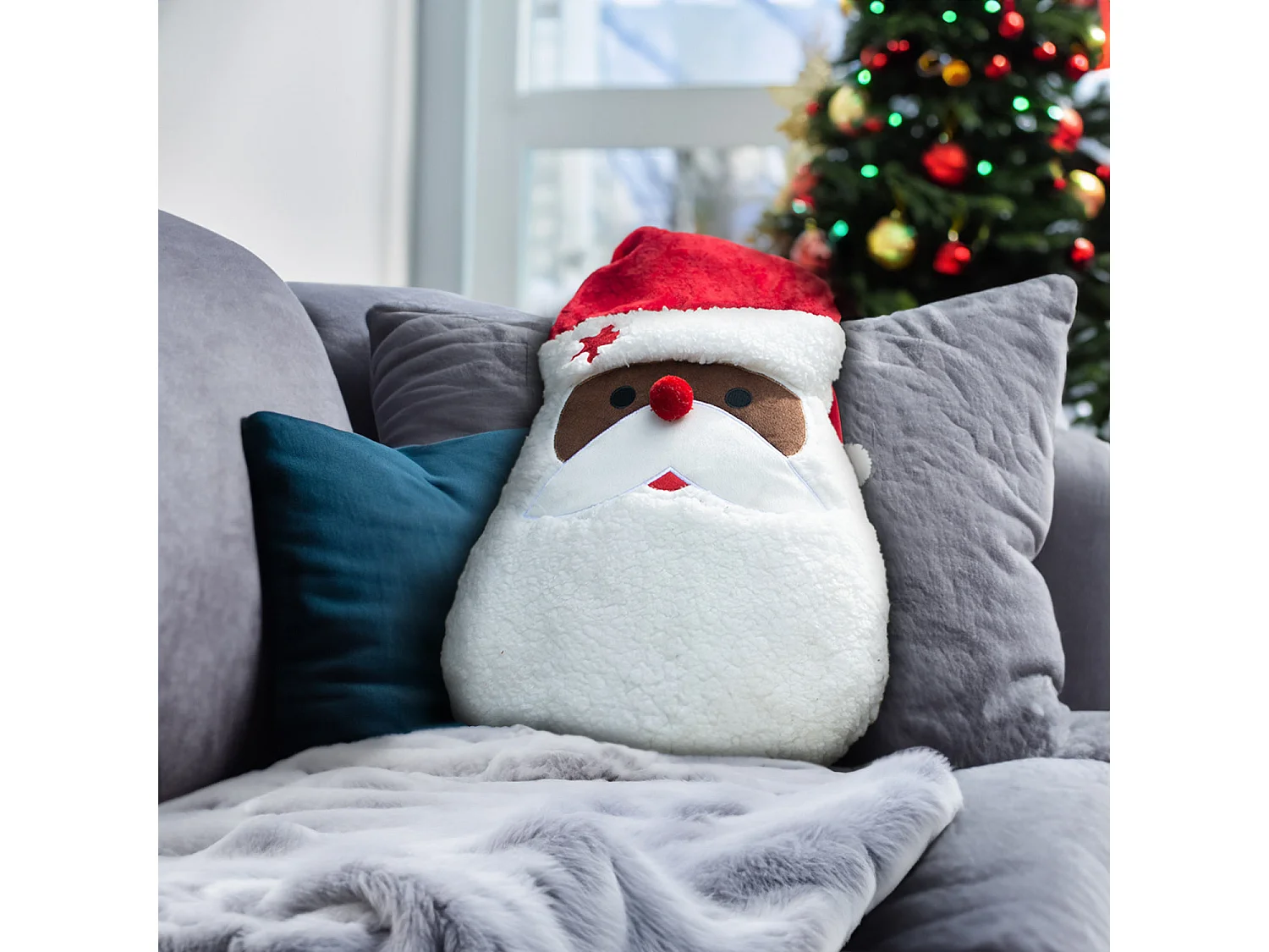 Coussin fantaisie 31x39 cm PERE NOEL, par Soleil d'Ocre