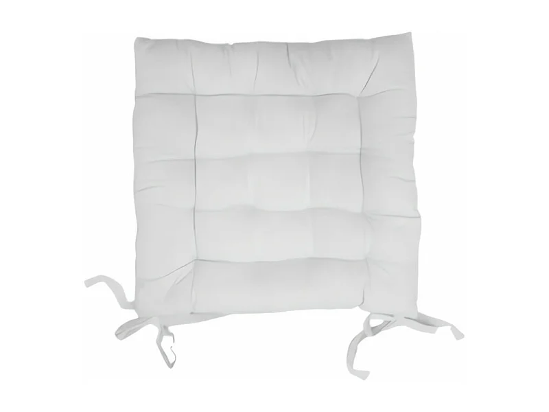 Cojin de silla acolchada de algodón 40x40x5 cm PANAMA blanco, de Soleil d'Ocre