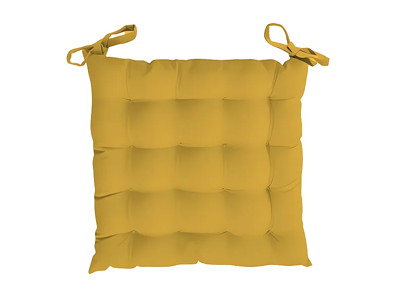 Dessus de chaise capitonné 40x40x5 cm ALIX jaune radieux, par Soleil d'ocre