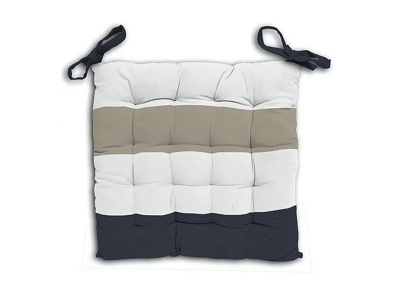 Dessus de chaise capitonné en coton 40x40x5 cm ESPRIT MARIN, par Soleil d'Ocre