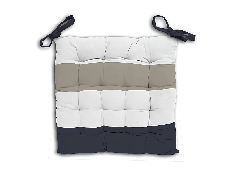 Dessus de chaise capitonné en coton 40x40x5 cm ESPRIT MARIN, par Soleil d'Ocre