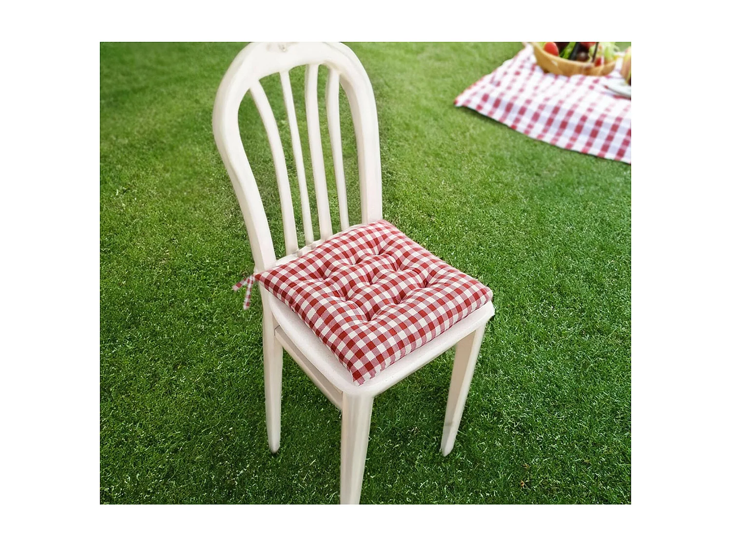 Cojin de silla de algodón 40x40x5 cm VICHY, por Soleil d'Ocre