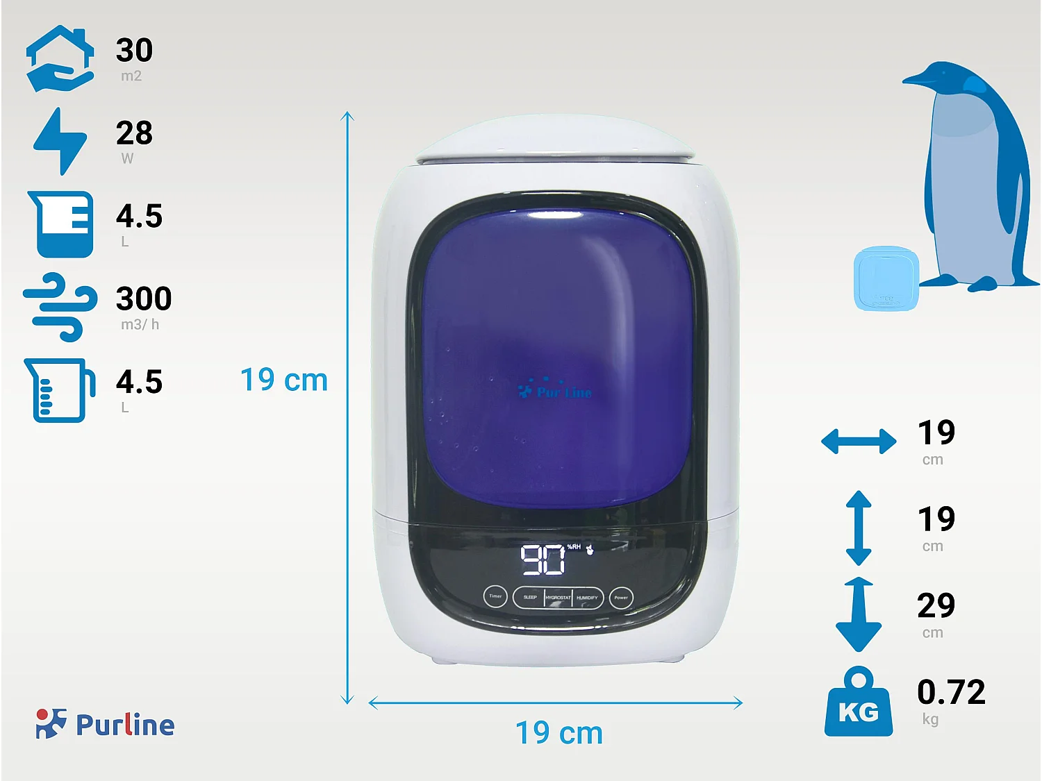Humidificador ultrassónico com vapor para 30 m²