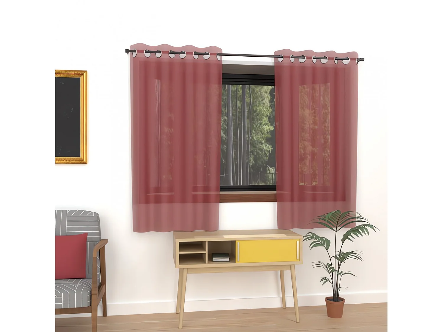 Voilage à oeillets 135x180 cm ALIX rouge, par Soleil d'ocre