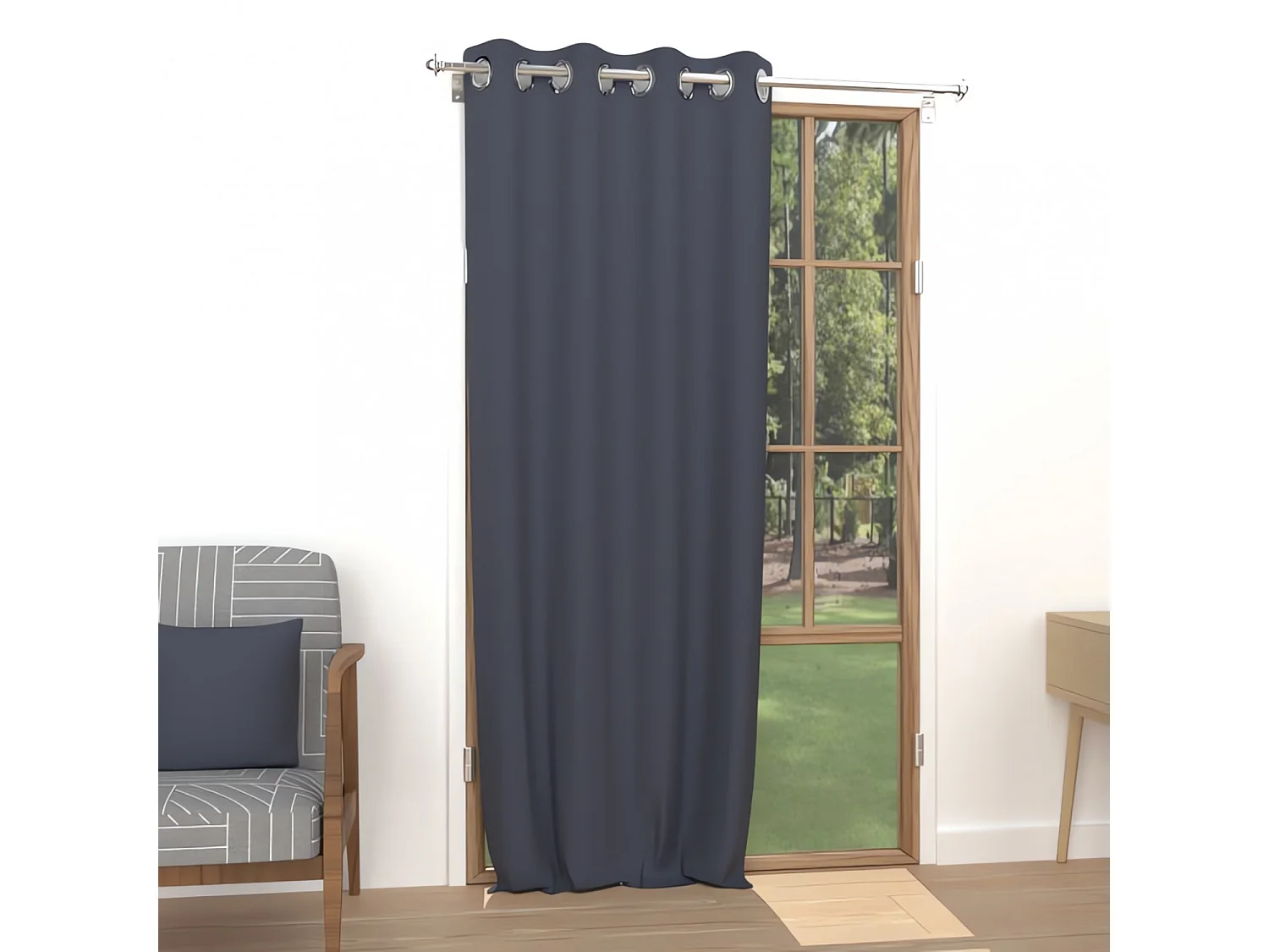 Cortina lisa con ojales antiarrugas 135x250 cm ALIX blue jeans