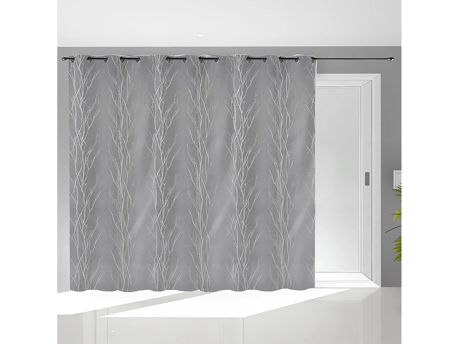 Visillo con ojales ventanal l 280x250 cm LIANE gris, de Soleil d'ocre