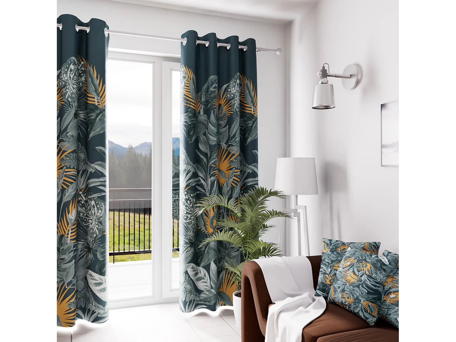 Rideau à oeillets velours 135x250 cm TROPIC, par Soleil d'Ocre