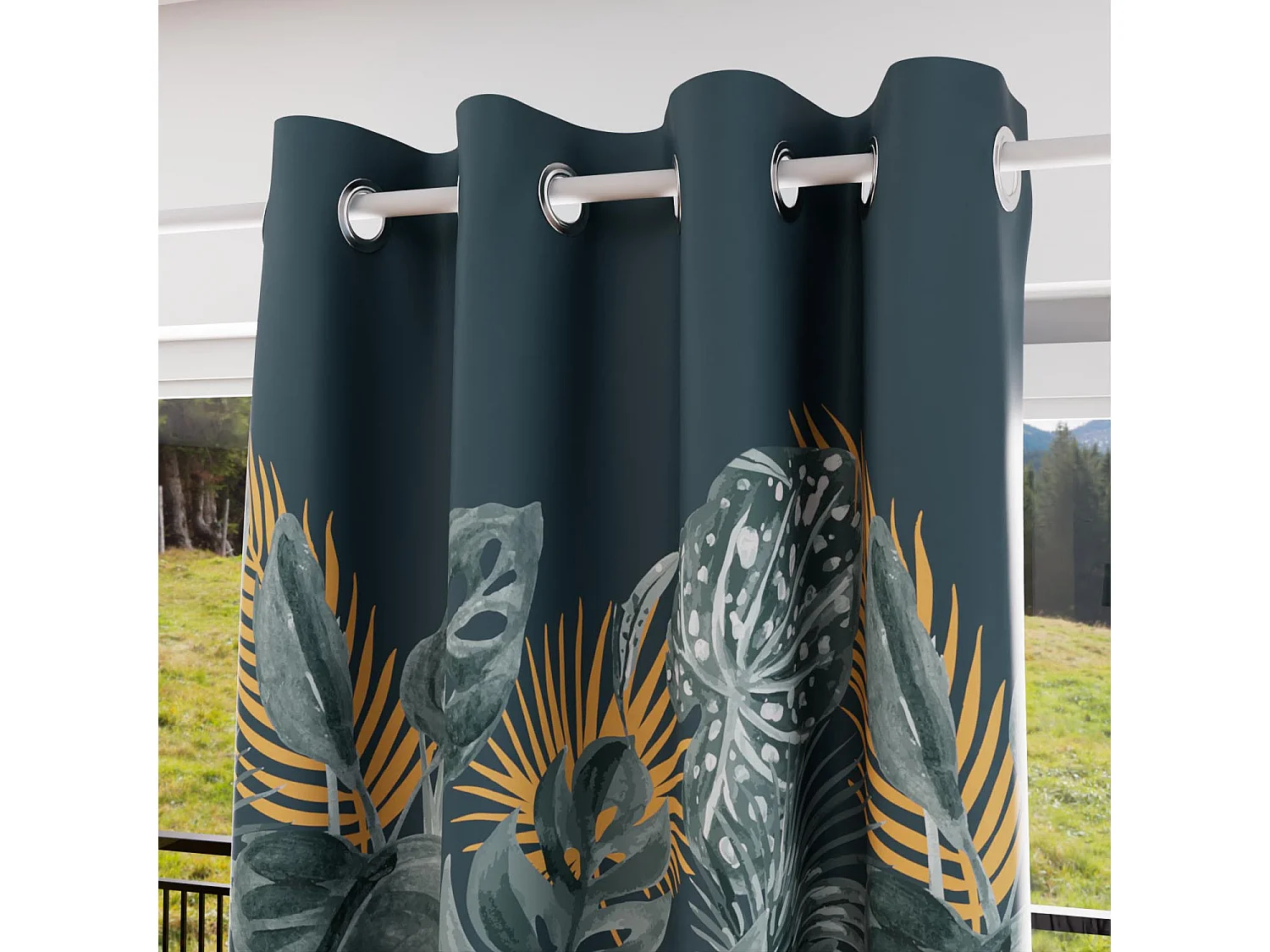 Rideau à oeillets velours 135x250 cm TROPIC, par Soleil d'Ocre