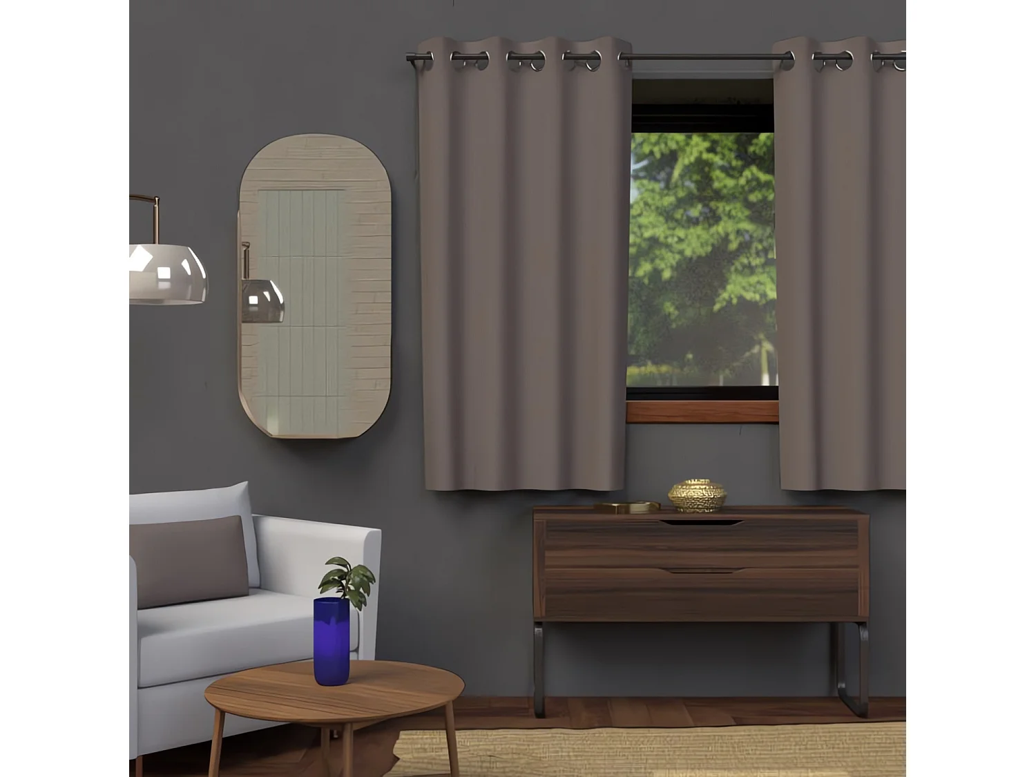 Rideau à oeillets 135x180 cm OCCULTANT moka, par Soleil d'ocre