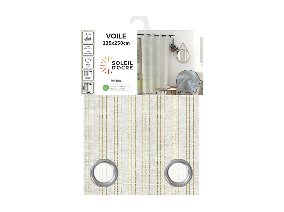Cortina con ojales 135x250 cm BELLA oro, por Soleil d'ocre