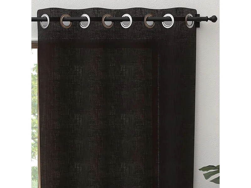 Rideau à oeillets pur coton 135x250 cm PANAMA noir, par Soleil d'Ocre