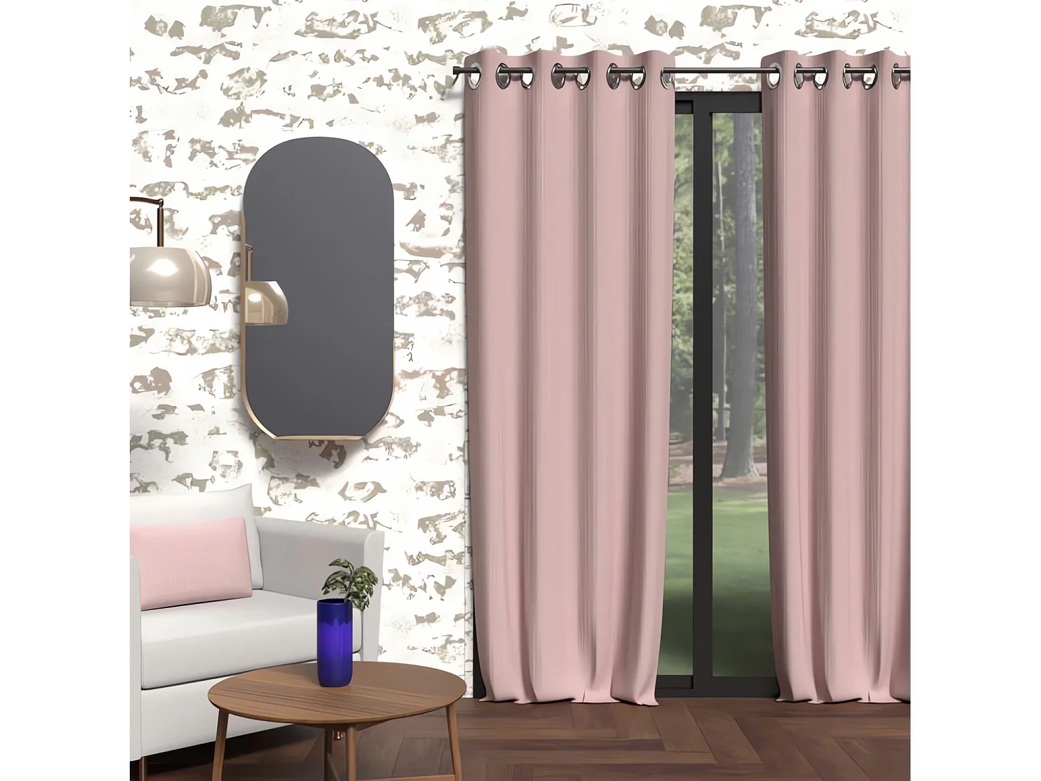 Cortina opaca con claveles 135x250 cm BOHEME rosa viejo