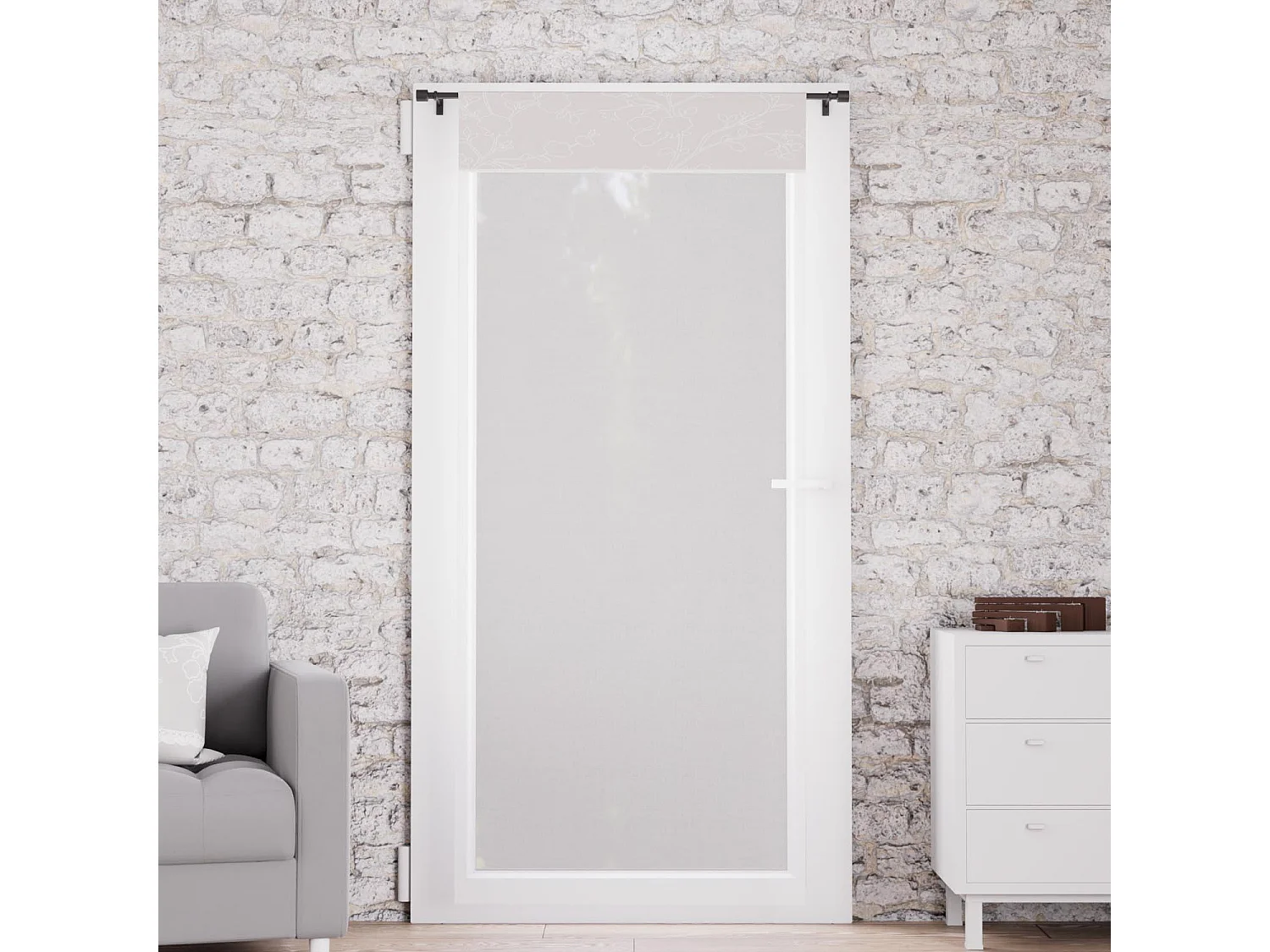 Voilage porte-fenêtre en coton 70x200 cm ROMANCE, par Soleil d'Ocre