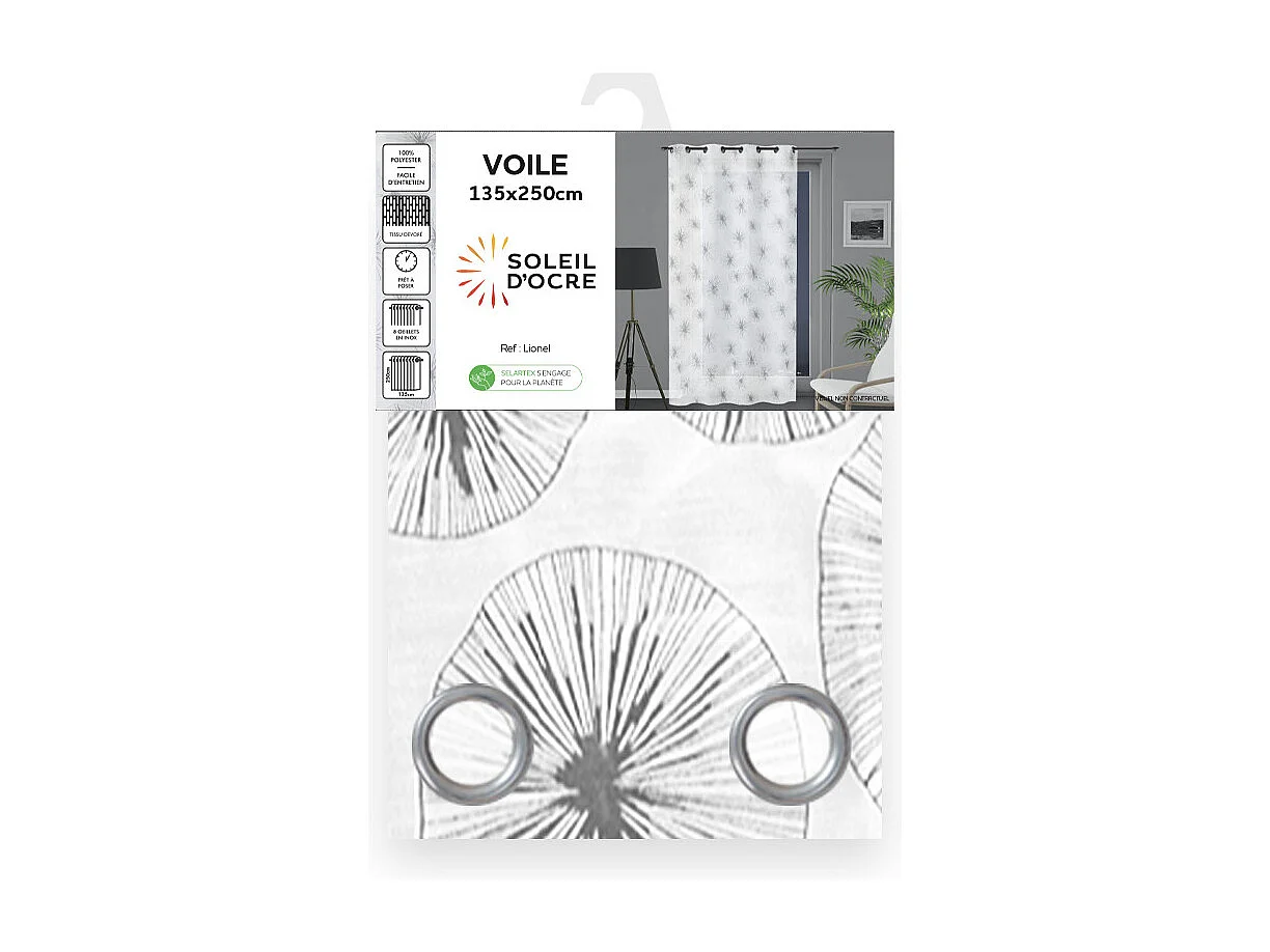 Voilage à oeillets 135x250 cm LIONEL blanc par Soleil d'ocre
