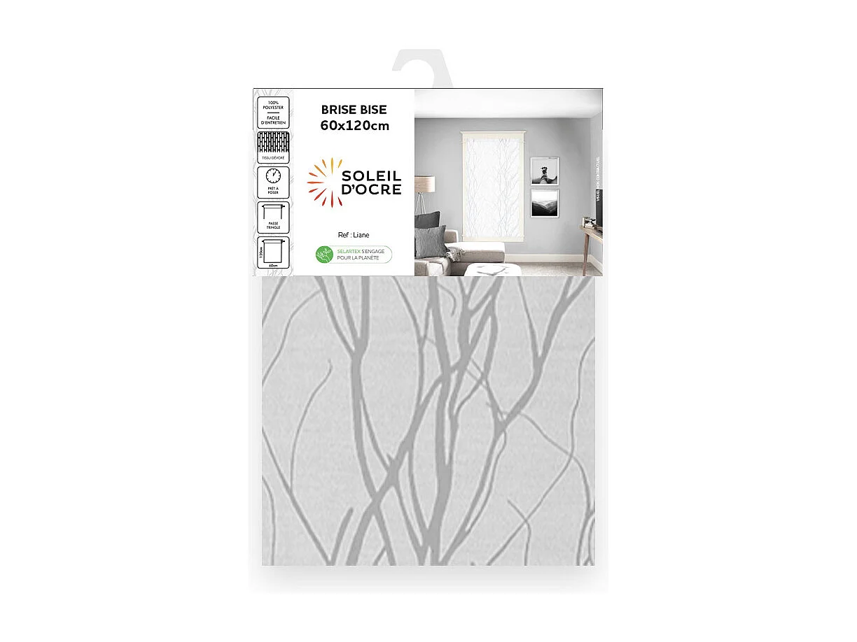 Visillo para ventana 60x120 cm LIANE blanc, por Soleil d'Ocre