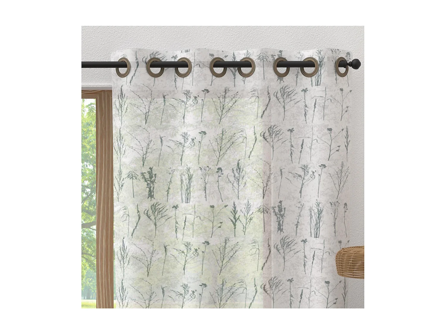 Voile à oeillets en pur coton 135x250 cm AMBRE, par Soleil d'Ocre