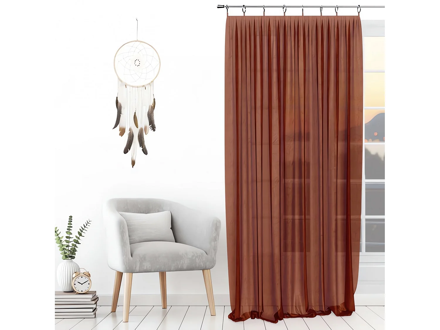 Visillo con anillos 135x250 cm SPIRIT Ladrillo