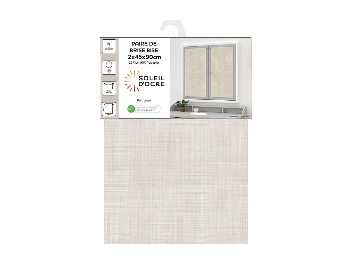 Paire de brise bise lin 45x90 cm LINEN naturel, par Soleil d'Ocre