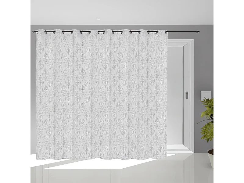 Voile à oeillets baie vitrée 280x250 cm Maud gris, par Soleil d'Ocre