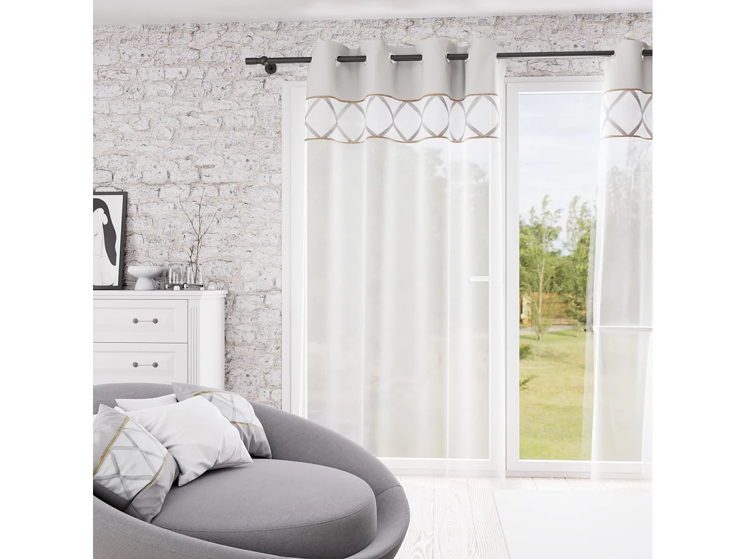 Visillo de ojales de algodón puro 135x250 cm AUDE, por Soleil d'Ocre