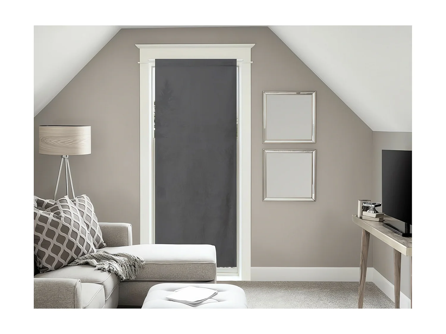 Voile pour porte fenêtre en coton 70x200 cm PANAMA anthracite, par Soleil d'Ocre