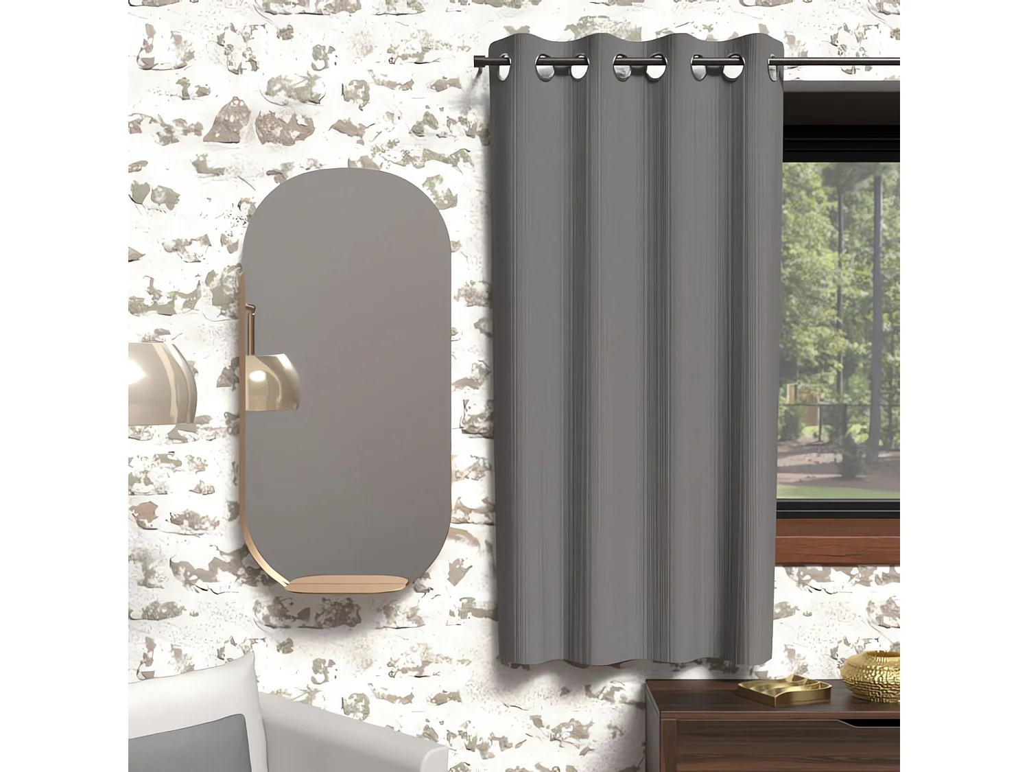 Cortina con ojales aislante 135x180 cm BOHEME gris, por Soleil d'Ocre