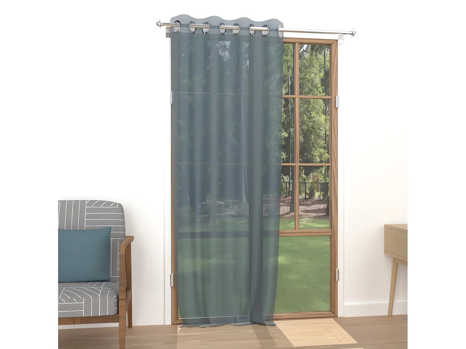 Visillo con ojales 135x250 cm Celadón azul Alix