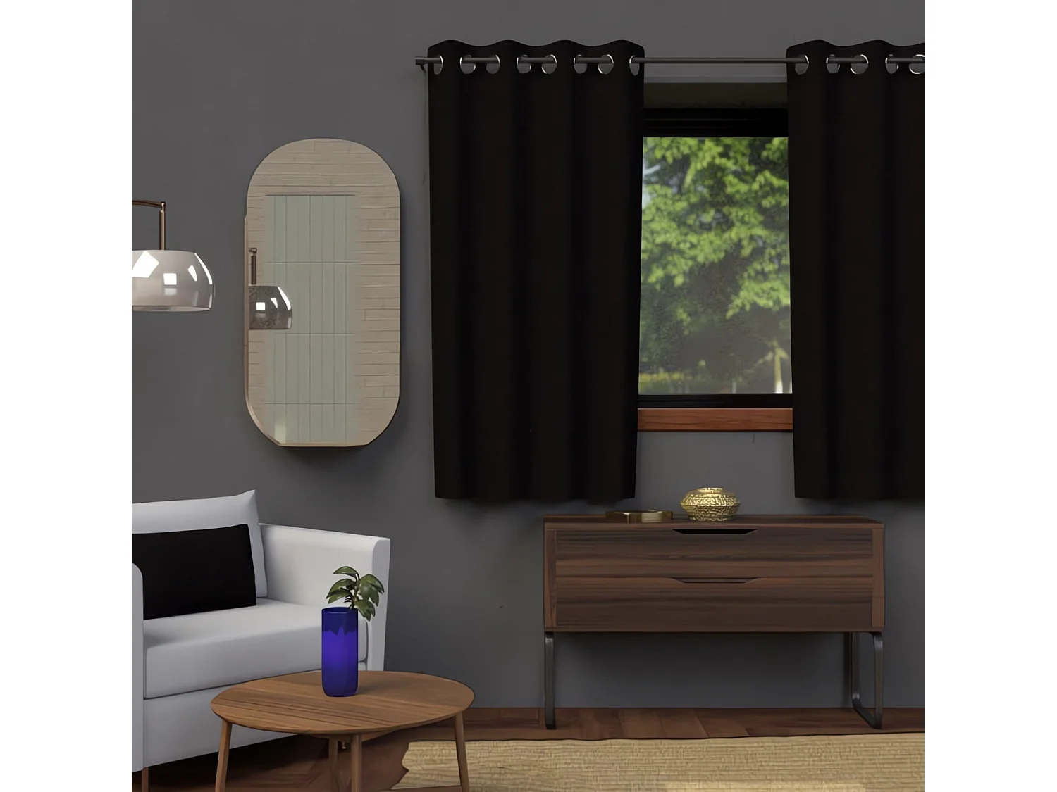 Cortina con ojales 135x180 cm BLACKOUT negro