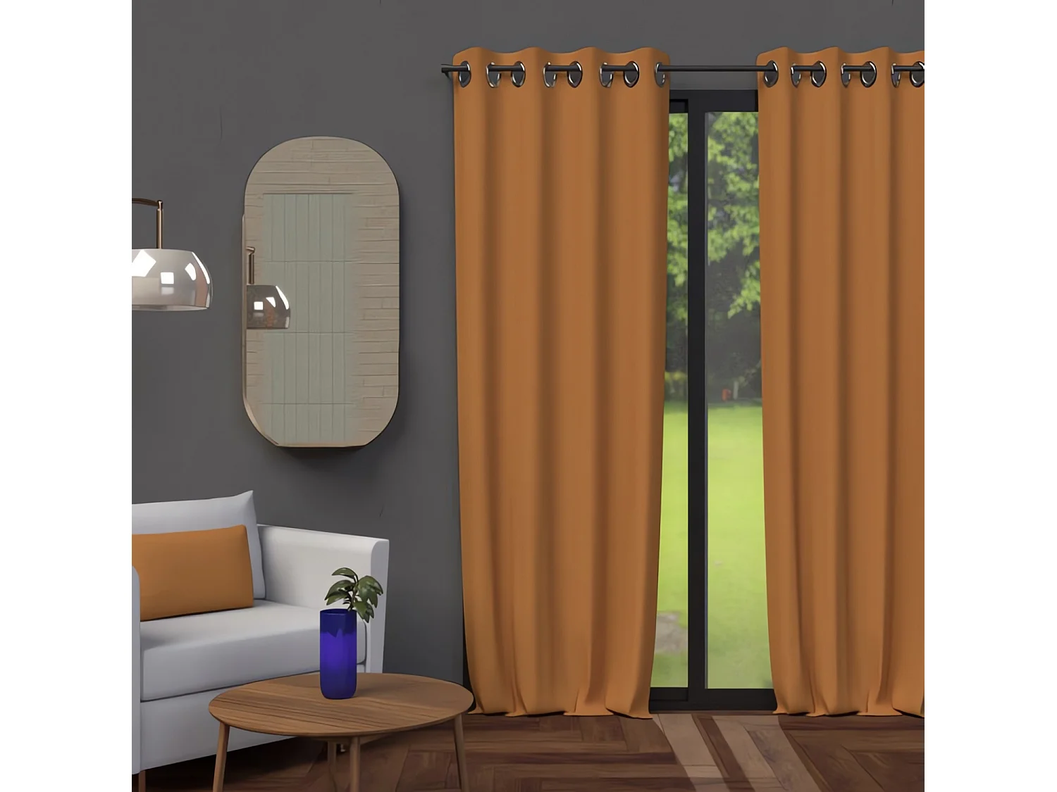 Rideau à oeillets 135X250 cm OCCULTANT ocre, par Soleil d'ocre
