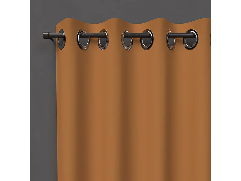 Cortina con ojales 135X250 cm BLACKOUT ocre