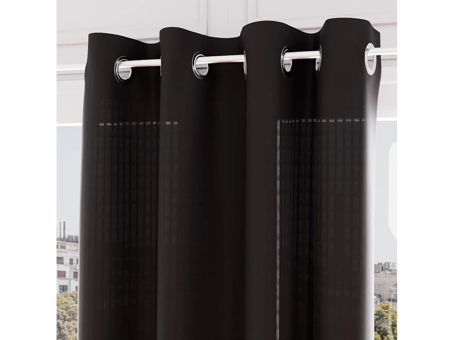 Visillo con ojales jacquard VELVET antracita