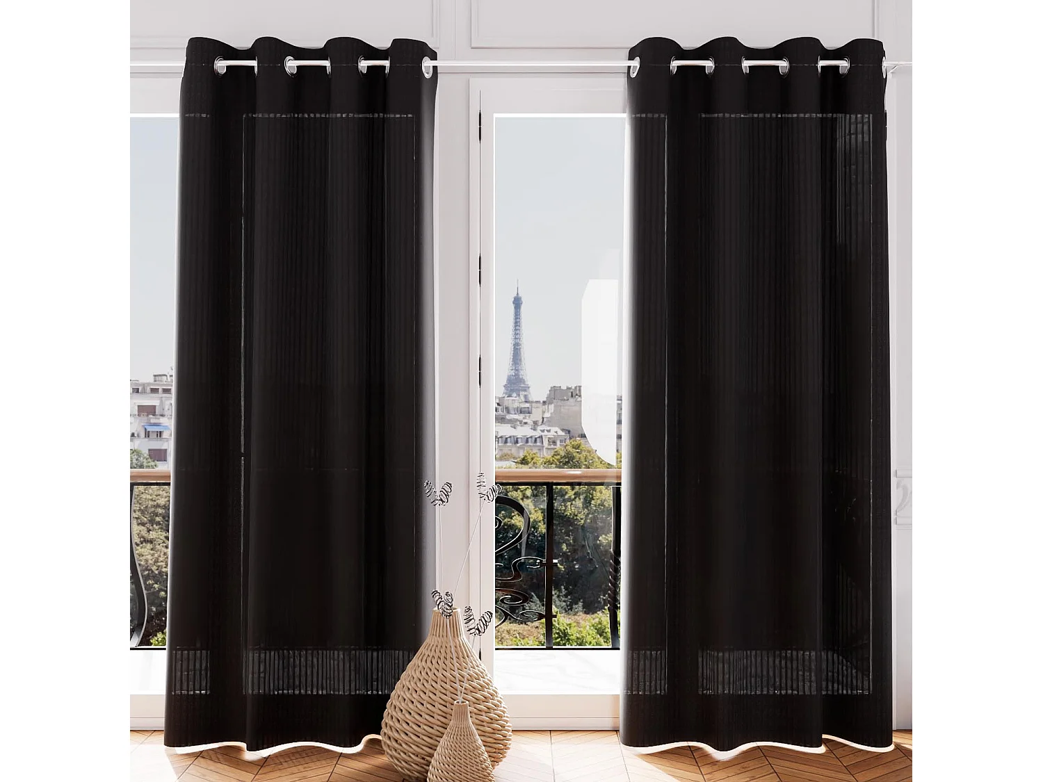 Visillo con ojales jacquard VELVET antracita