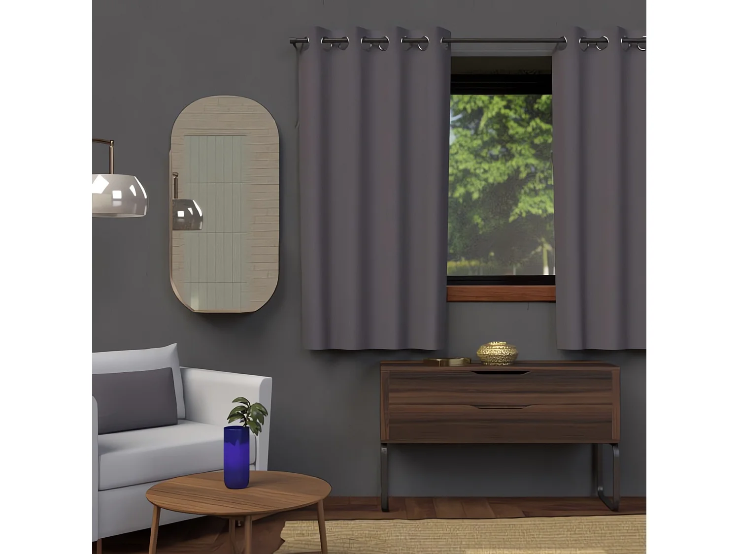 Rideau à oeillets 135x180 cm OCCULTANT anthracite, par Soleil d'ocre