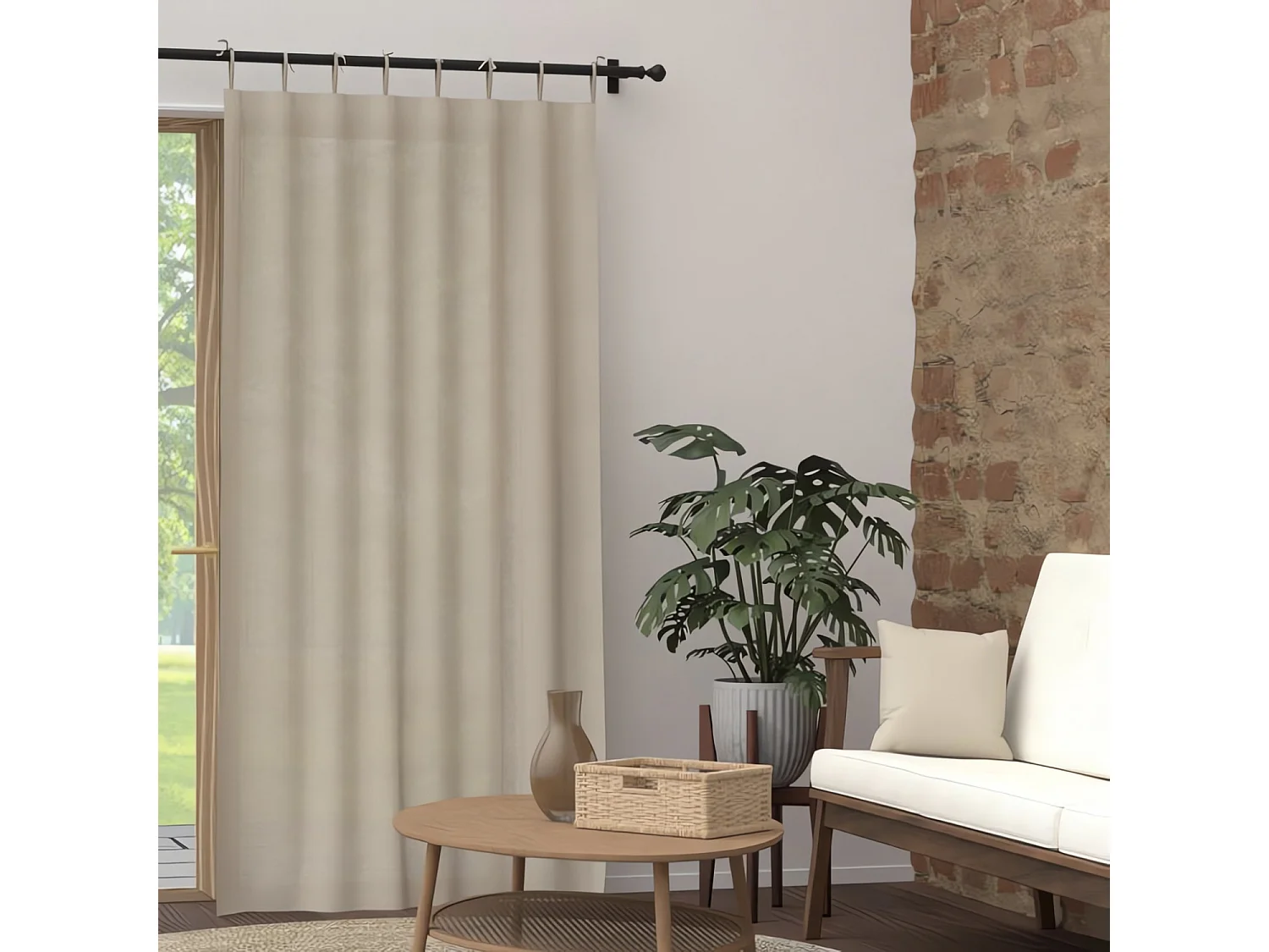 Visillo anudada de algodón 135x250 cm PANAMÁ lino, de Soleil d'Ocre