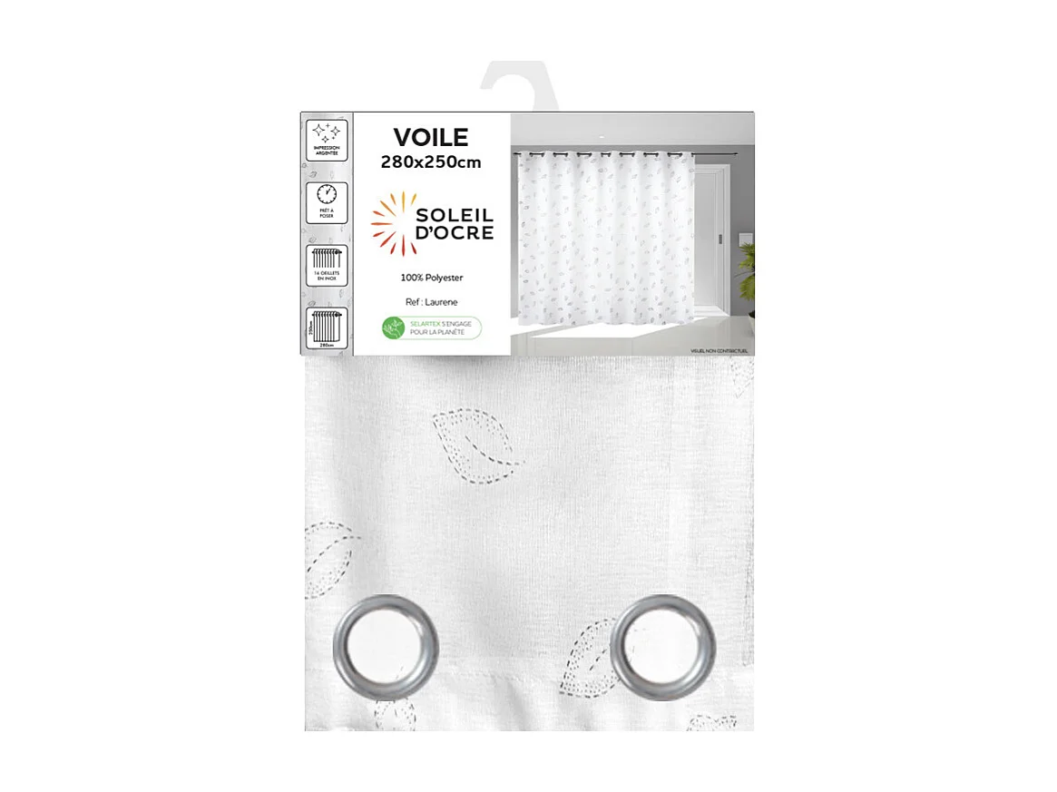 Visillo con ojales ventanal 280x250 cm LAURENE, por Soleil d'Ocre