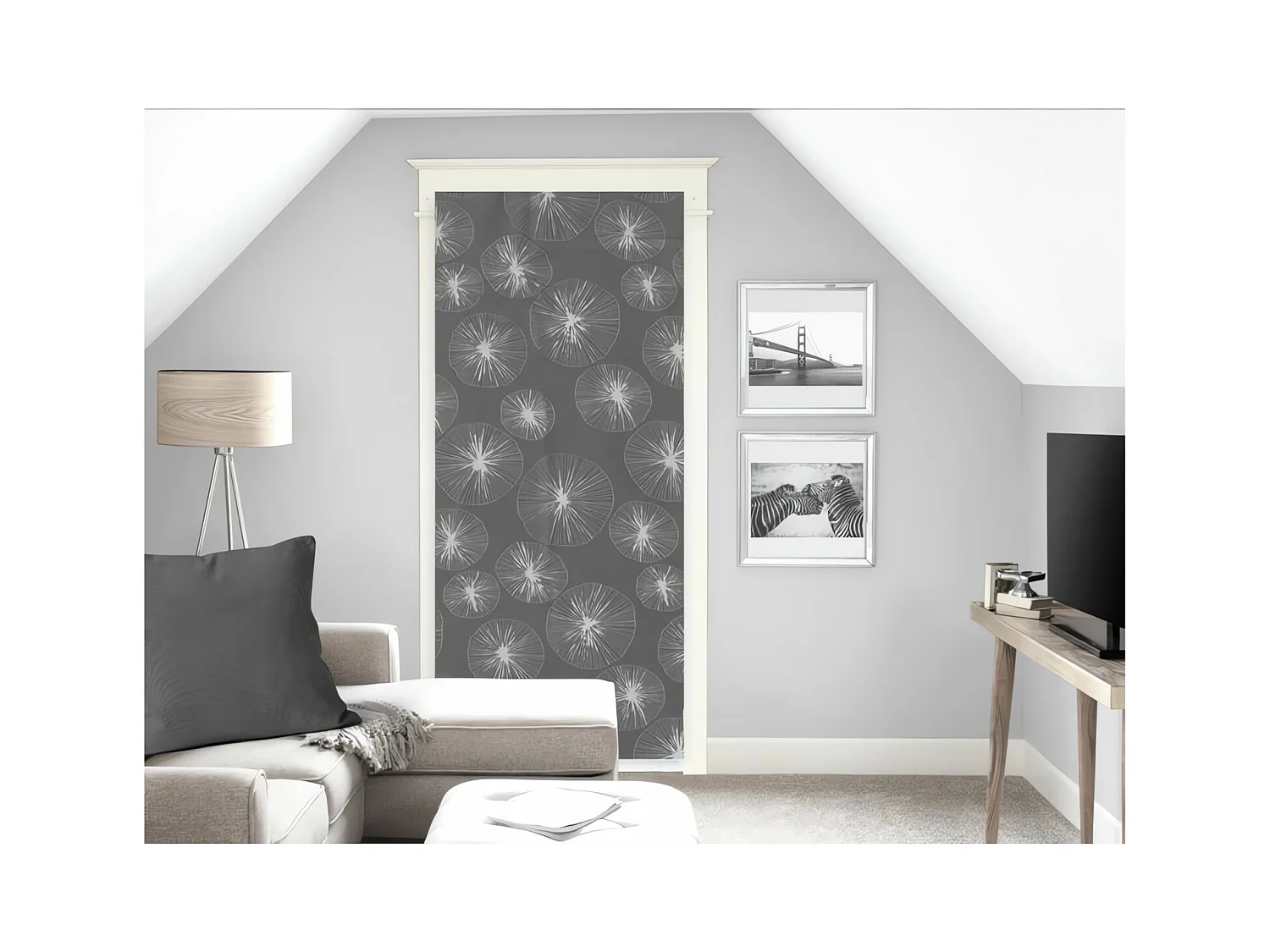 Voile pour porte fenêtre 70x200 cm LIONEL gris