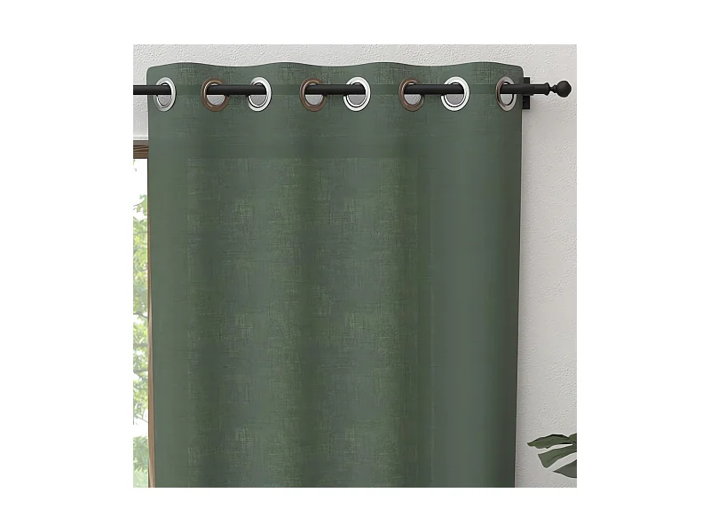 Rideau à oeillets pur coton 135x300 cm PANAMA kaki, par Soleil d'Ocre