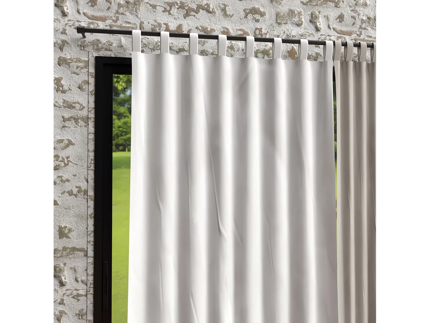 Cortina con patas de microfibra lavada 135x250 cm BOHEME blanco