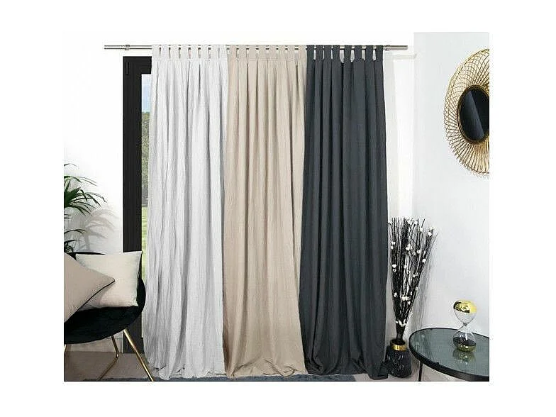 Cortina con patas de microfibra lavada 135x250 cm BOHEME blanco