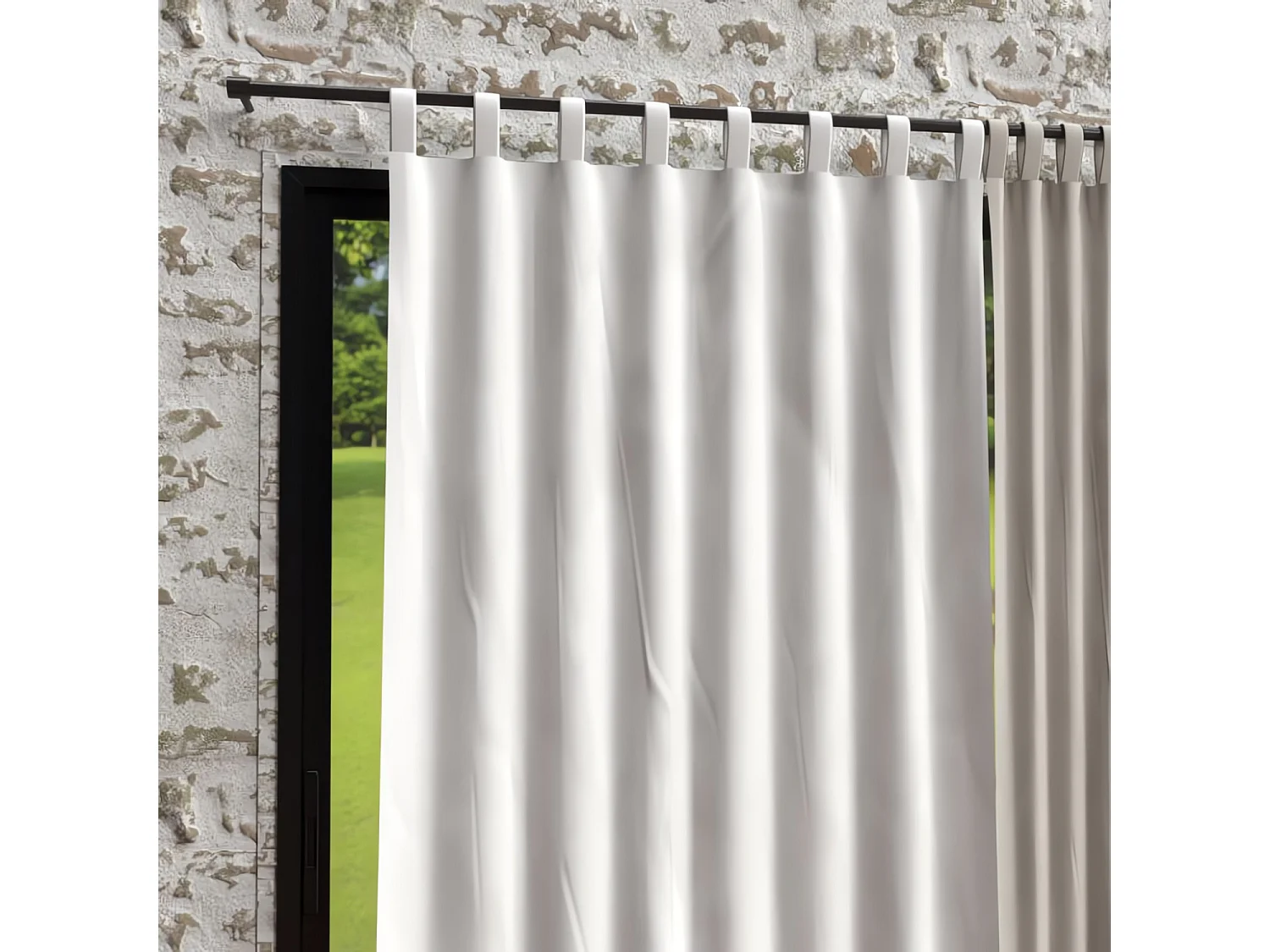 Cortina con patas de microfibra lavada 135x250 cm BOHEME blanco